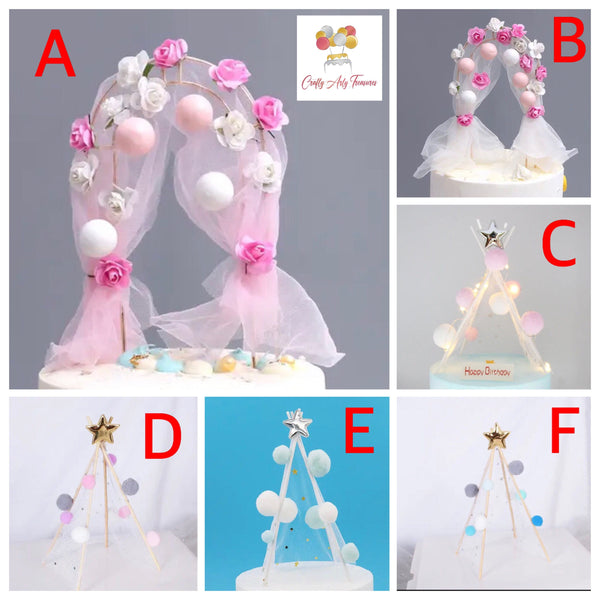 Pom Pom Cloud Arch Wigwam Cake Topper in Various Colours and Designs Oh So Crafty