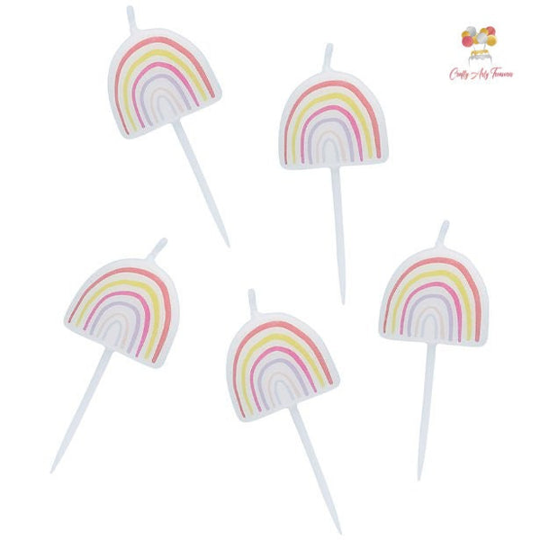Rainbow Candles for Celebrations or as a Cake Topper - Pack of 5 Oh So Crafty
