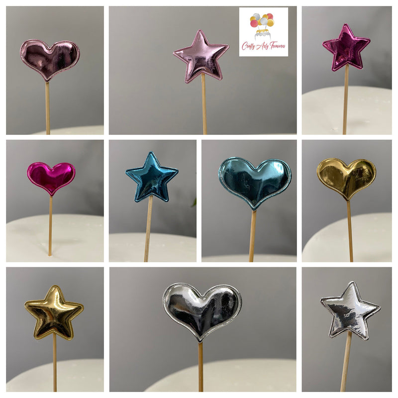 Soft Cushion Cake Topper Skewer Set In Various Metallic Colours - Set of 10 Oh So Crafty