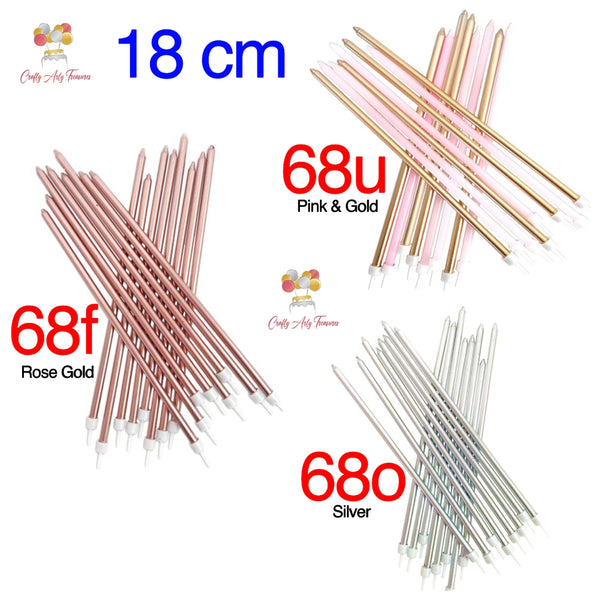 Tall 18cm Candles Cake Topper - Pack of 16 in Various Colours Oh So Crafty