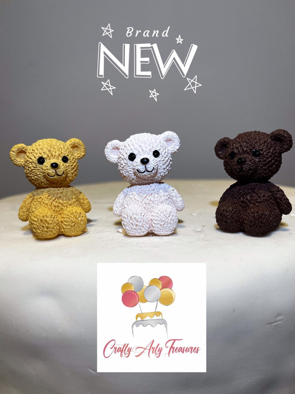Teddy Bear Figure Cake Topper in White, Tan or Brown Colour Oh So Crafty