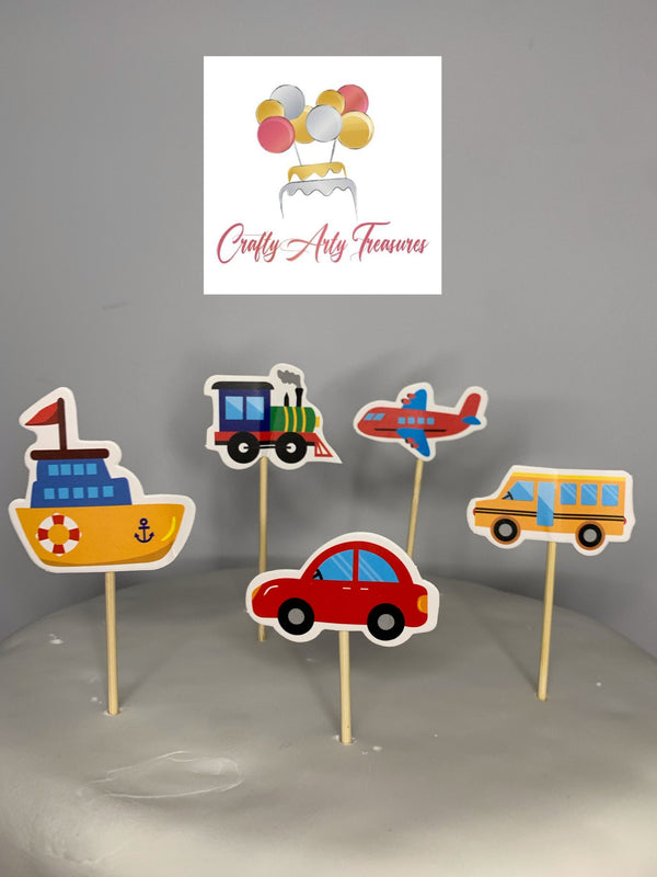 Transport Theme Cake Topper Skewers in a 5 Piece Set Oh So Crafty