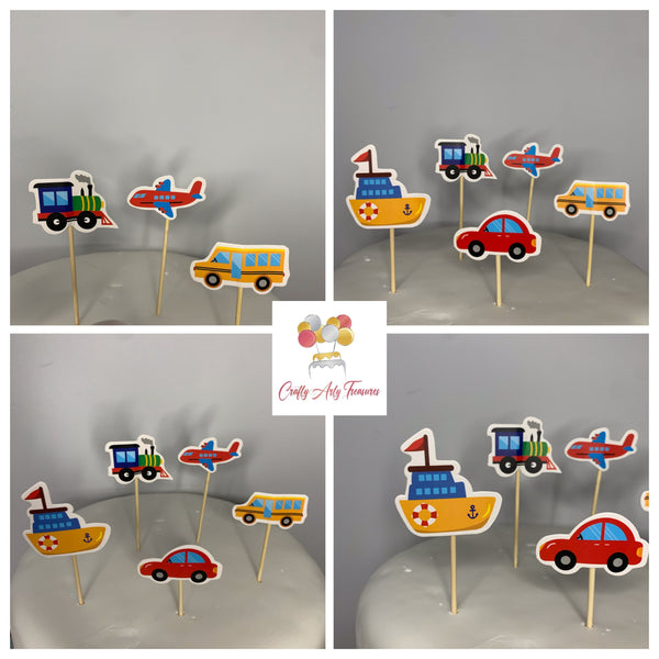 Transport Theme Cake Topper Skewers in a 5 Piece Set Oh So Crafty