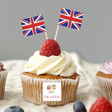 Union Jack United Kingdom Flag Cupcake Toppers for King Charles Coronation or Queen Elizabeth Oh So Crafty